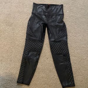 Spanx Faux Leather Quilted Moto Leggings